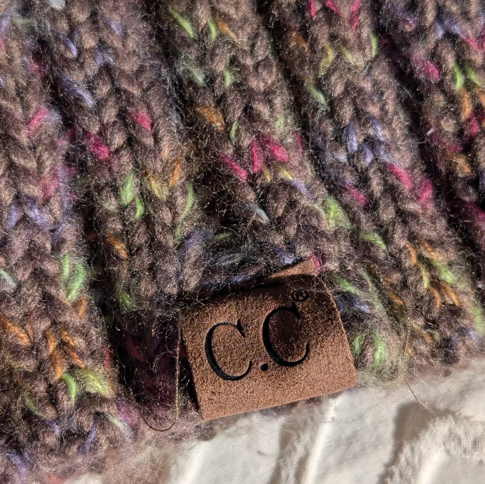 Multicolor Knit Pom-Pom Beanie - Picture 3 of 5